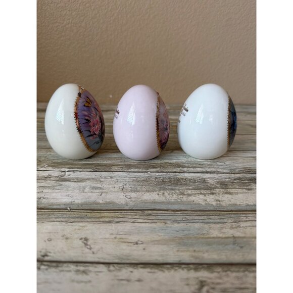 Lena Liu Danbury Mint Butterfly Garden Porcelain Egg Lot of 3 w/Stands 1990s - Picture 5 of 16